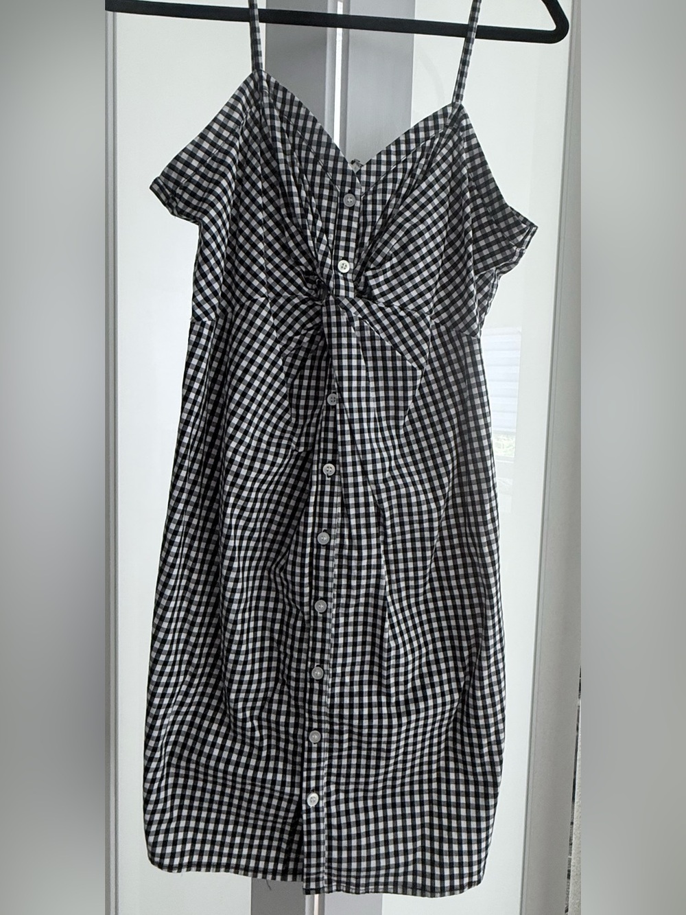 Bar III Black and White Gingham dress with Front Button Detail